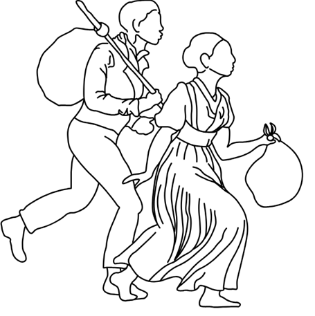 Two people running away to freedom
