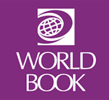 Purple square with World Book words